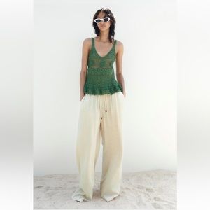Zara Elastic Waist Wide Leg Pants